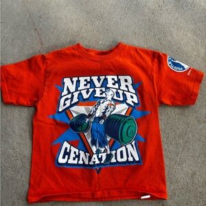 WWE Orange 'Never Give Up' Kids Graphic Tee with Blue & Green Accents